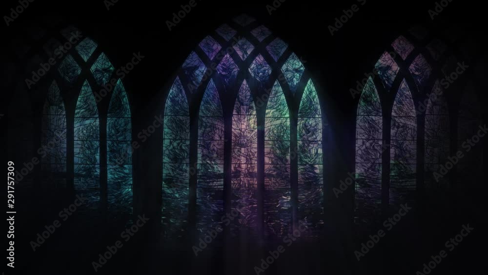 Church stained glass window, animated background