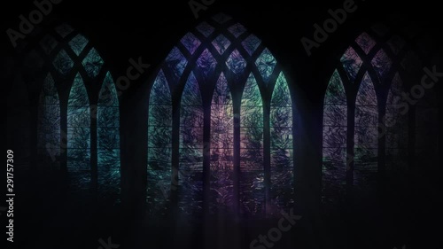 Church stained glass window, animated background