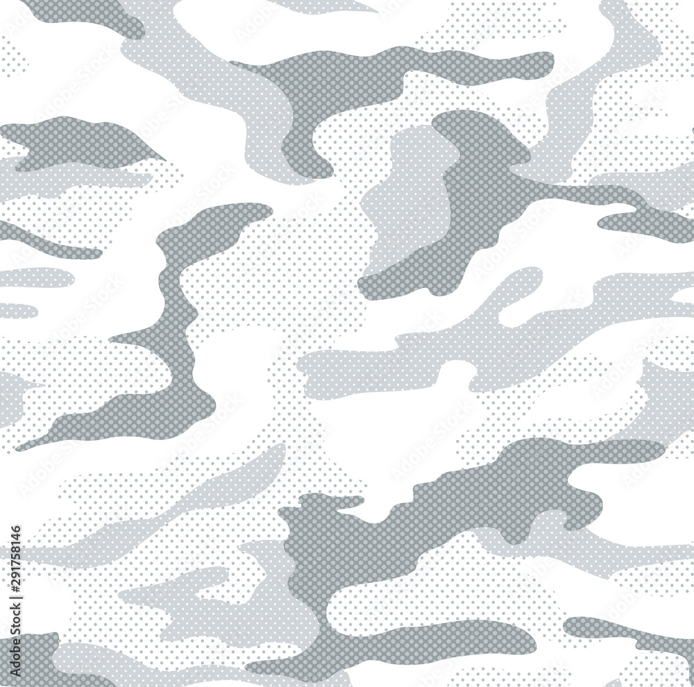 Dot pattern camouflage seamless background in white - obrazy, fototapety, plakaty 