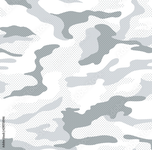 Dot pattern camouflage seamless background in white photo
