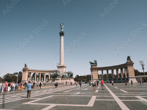 Heroes' Square (Hősök tere) is the largest square in Budapest with a Millennium monument in the center of the square. © SmallWorldProduction