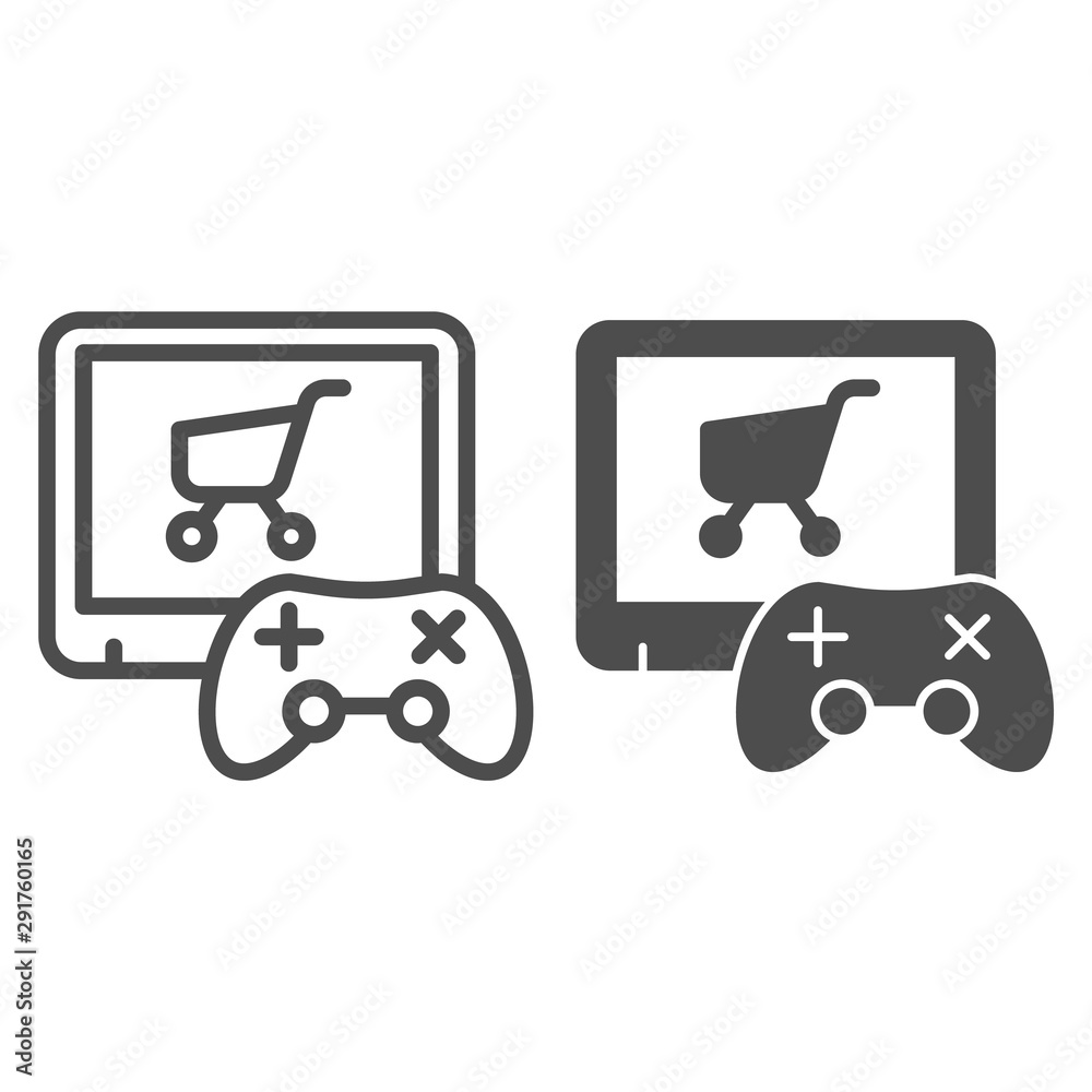 Video Game Purchase Solid Icon Game Console And Shopping Cart Vector  Illustration Isolated On White Game Controller And Trolley Glyph Style  Design Designed For Web And App Eps 10 Stock Illustration 