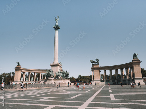 Heroes' Square (Hősök tere) is the largest square in Budapest with a Millennium monument in the center of the square. © SmallWorldProduction