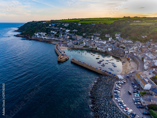 Aerial view of Mousehole Harbour Cornwall photo