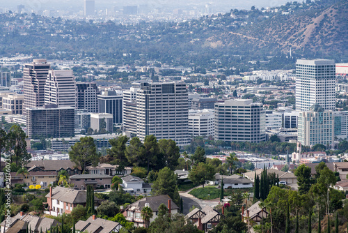 Homes and buildings in downtown Glendale near Los Angeles in Southern California.