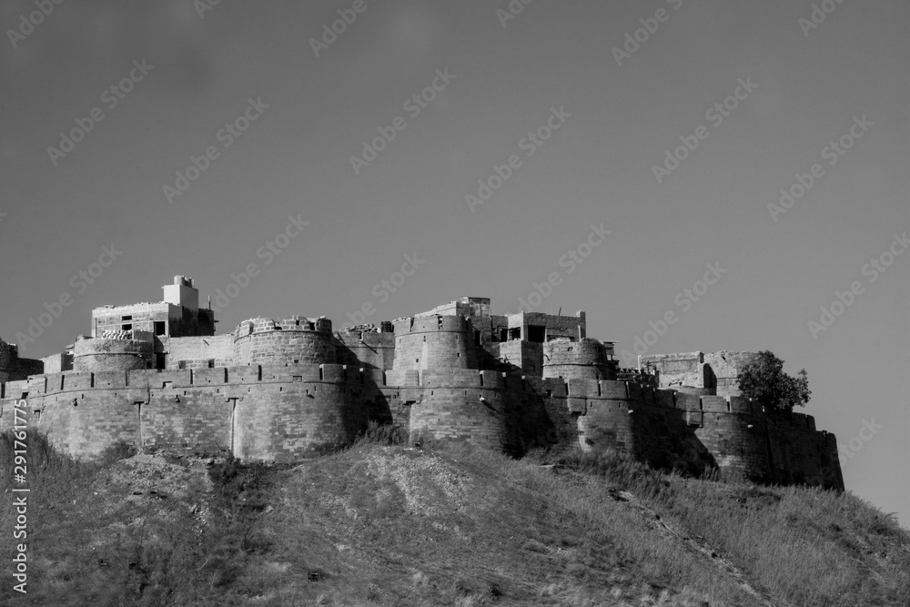 The Golden Fort of Jaisalmer with classic Black and White look at Rajasthan INDIA