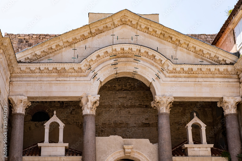 Arhitecture of Diocletian palace in Split, Dalmatia, Croatia 