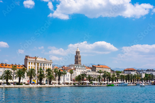 View of the Rive promenade and the old town of Split, Dalmatia, Croatia. Split is the second largest city in Croatia and on the list of Unesco monuments with many cultural sites