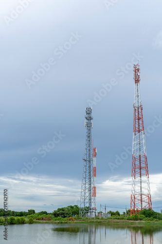 Signal towers or antenna on the field