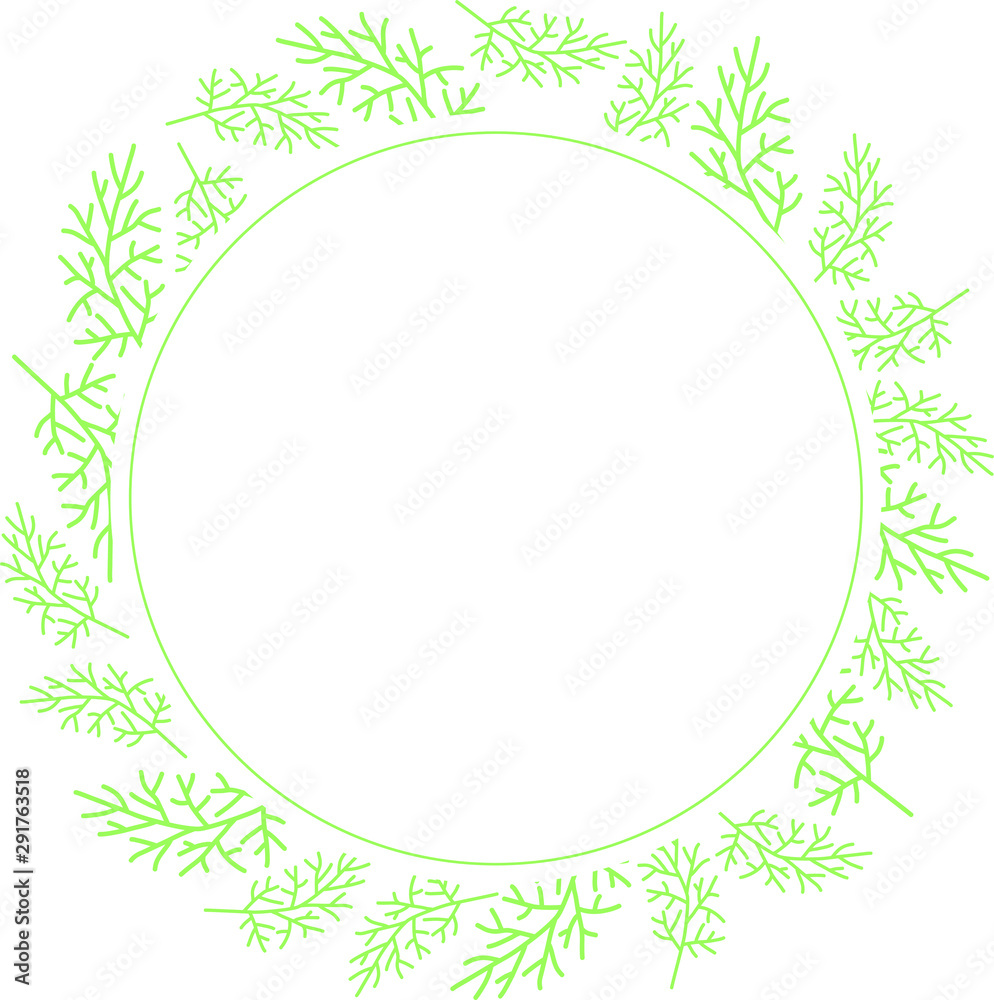 Beautiful vector green leaf frame on white background