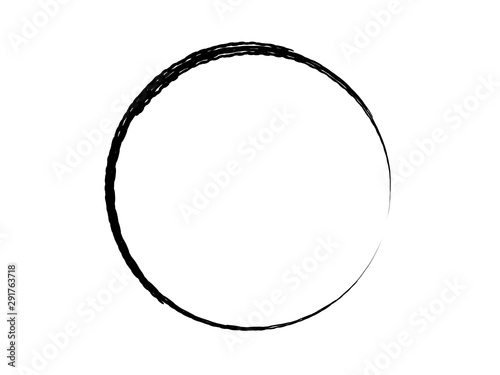 Grunge circle made with black paint using art brush.