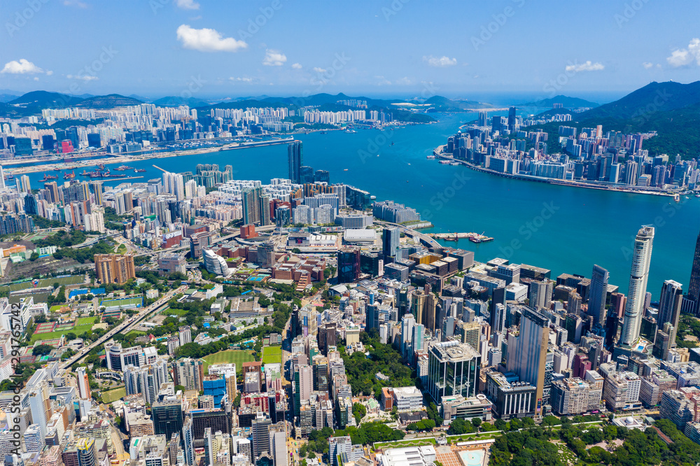  Aerial view of Hong Kong downtown