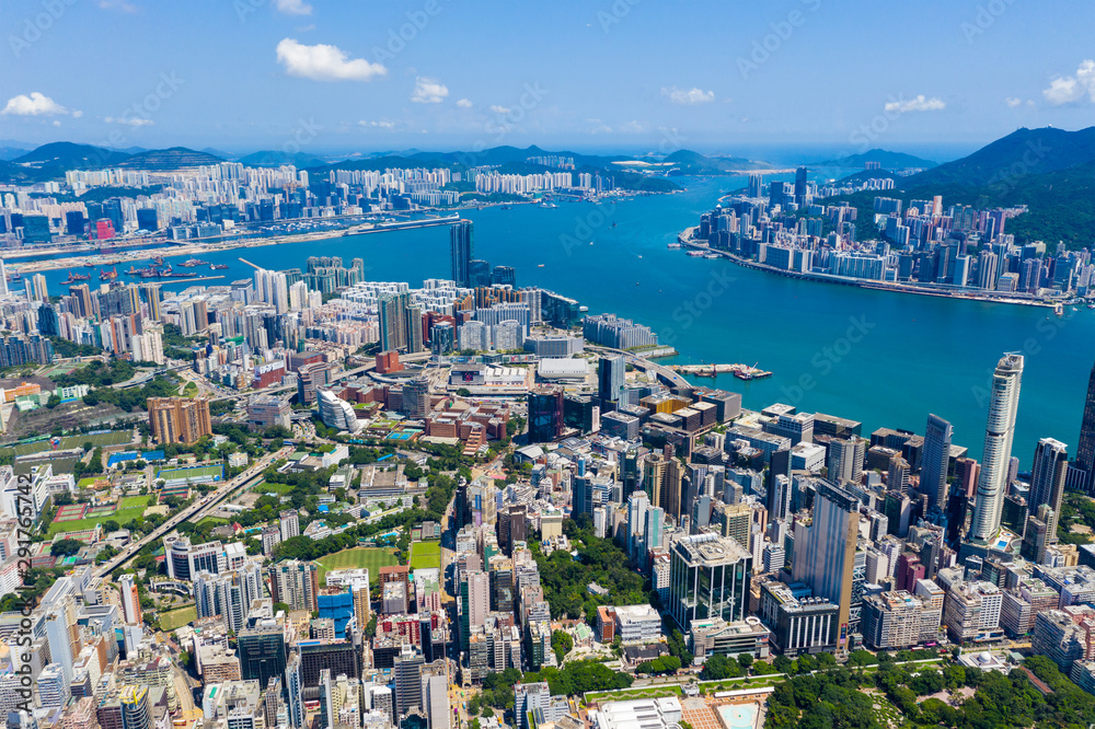 Obraz premium Aerial view of Hong Kong downtown