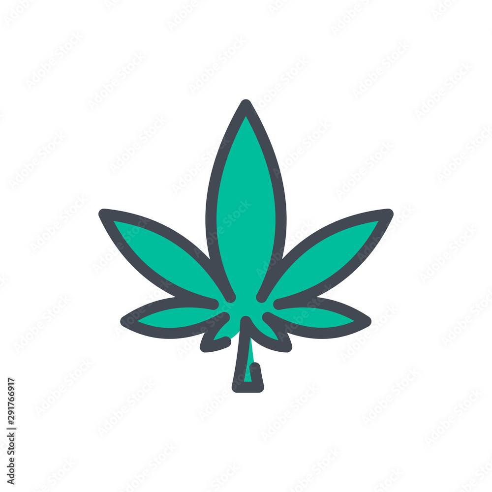Cannabis color line icon. Marijuana leaf vector outline colorful sign.
