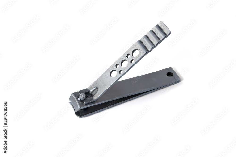 Iron nail clippers isolated on white background Iron nail clippers isolated on white background