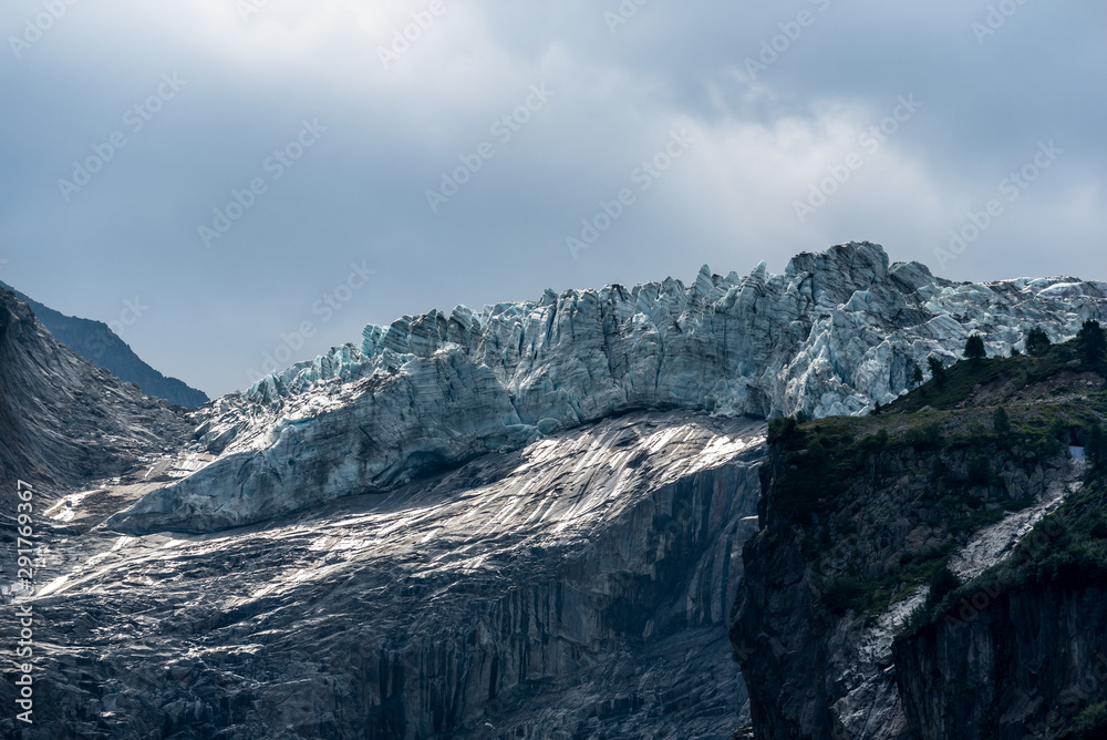 Close-up of Glacier d'Argentiere in summer in Chamonix France