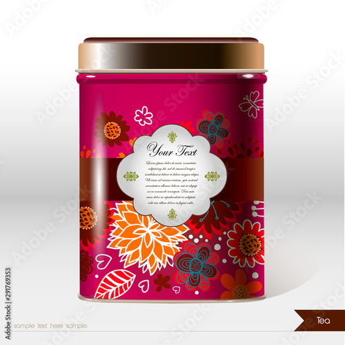 Vector box with flowers, leaves , plants and place for your text. 