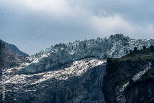 Close-up of Glacier d'Argentiere in summer in Chamonix France