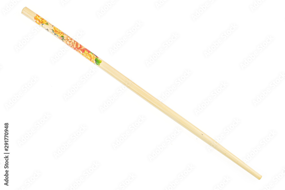 One whole colorful asian brown chopsticks flatlay isolated on white background One whole colorful asian brown chopsticks flatlay isolated on white background
