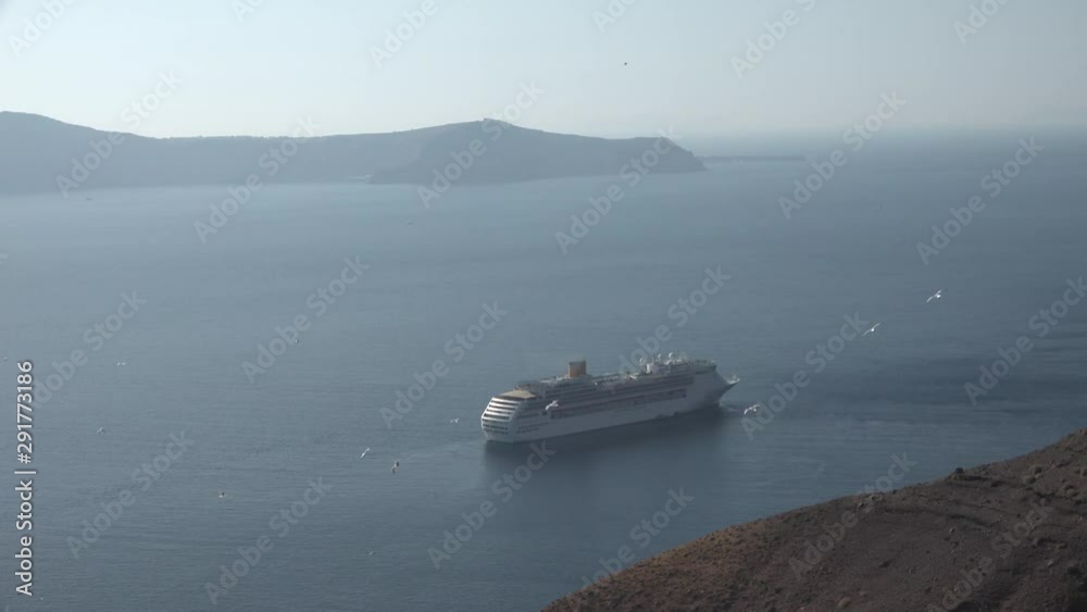 A ship in the Aegean at the Greek island of Santorini. A ship in the Aegean at the Greek island of Santorini.