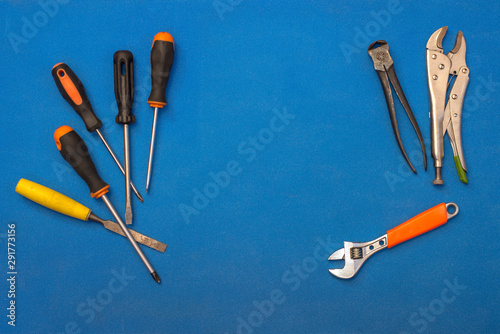 hand tool on a blue background