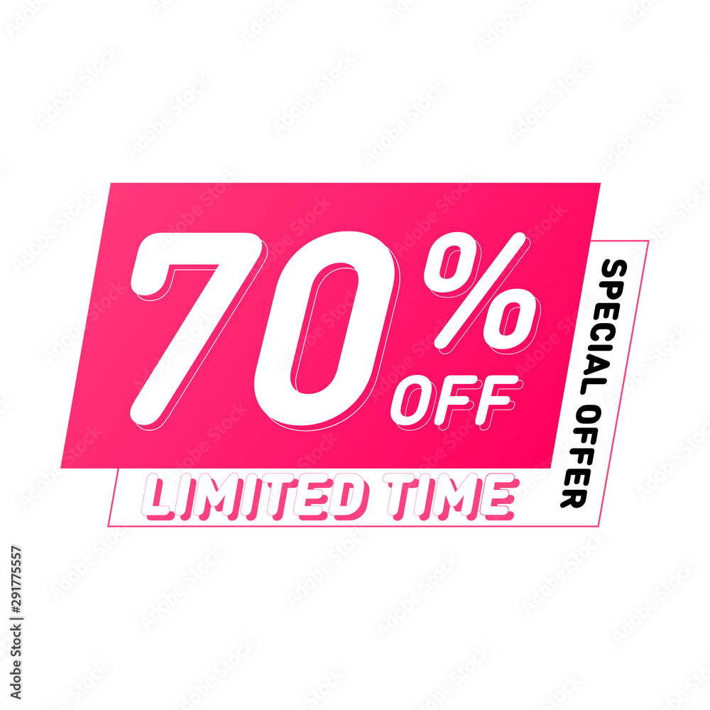 Special offer and limited time sale vector design. 70% off banners. Modern discount poster template Special offer and limited time sale vector design. 70% off banners. Modern discount poster template