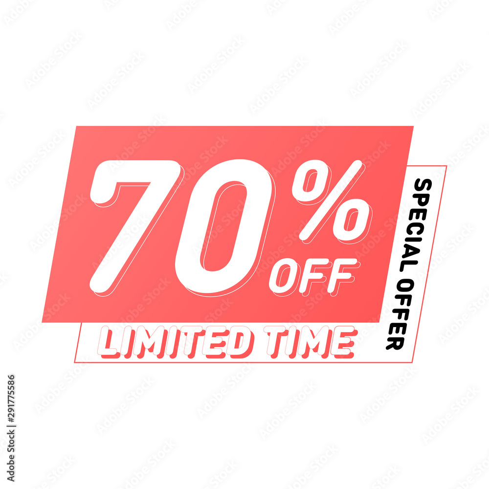 Special offer and limited time sale vector design. 70% off banners. Modern discount poster template Special offer and limited time sale vector design. 70% off banners. Modern discount poster template