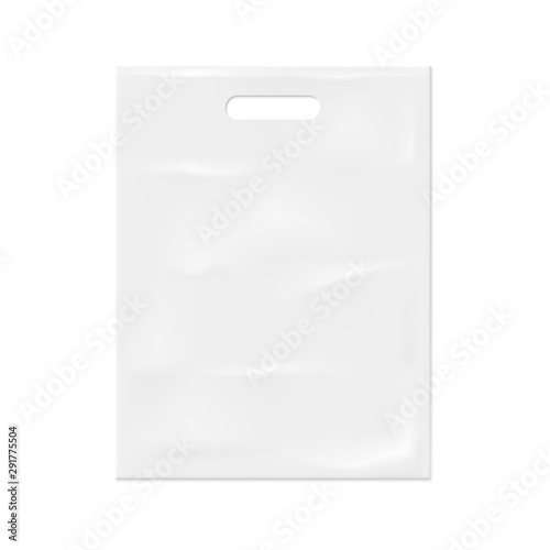 White plastic bag mockup. Blank polyethylene package.