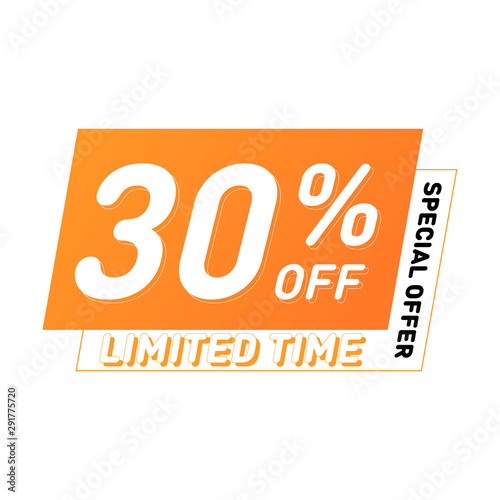 Special offer and limited time sale vector design. 30% off banners. Modern discount poster template