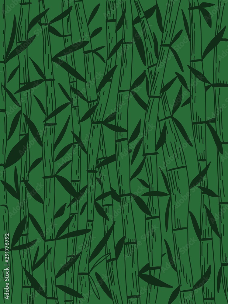 Fototapeta premium Green background with bamboo and leaves