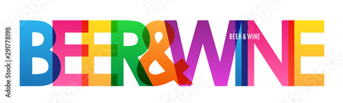 BEER & WINE colorful vector typography banner