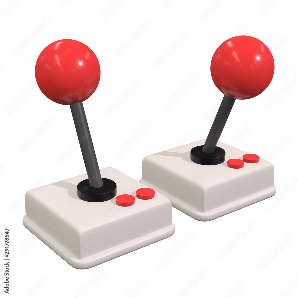 Retro video game controller gamepad joystick. 3d render illustration  isolated on white background Stock Illustration | Adobe Stock