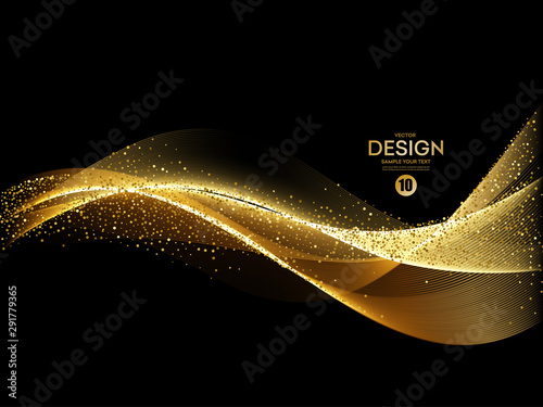 Abstract shiny color gold wave design element