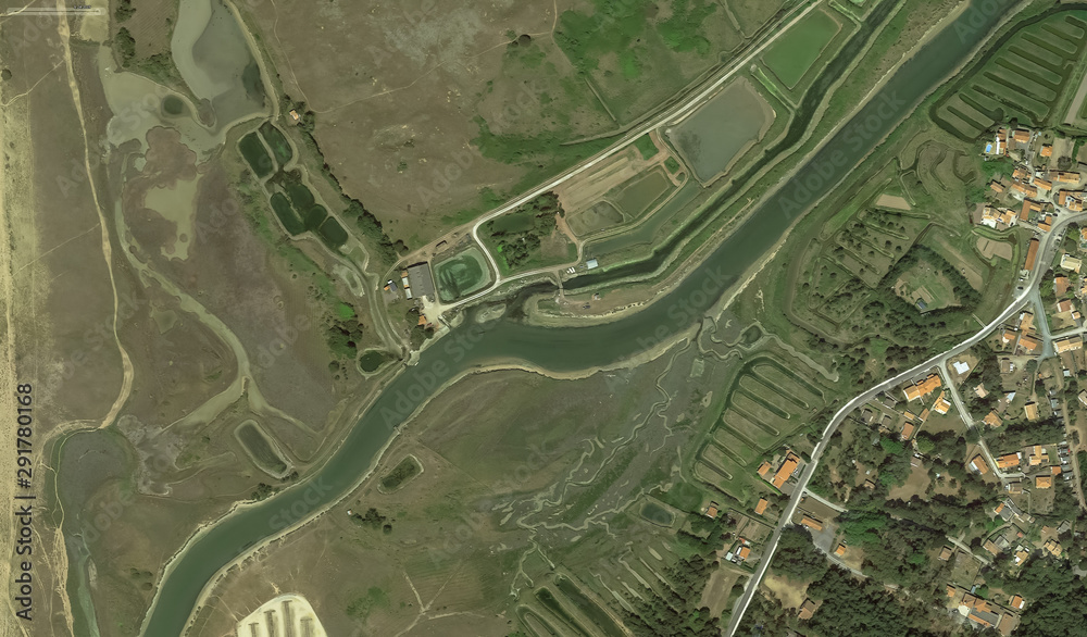 Obraz premium coast, streets and infrastructure of Bretigny-sur-Orge from a bird's eye view 2019