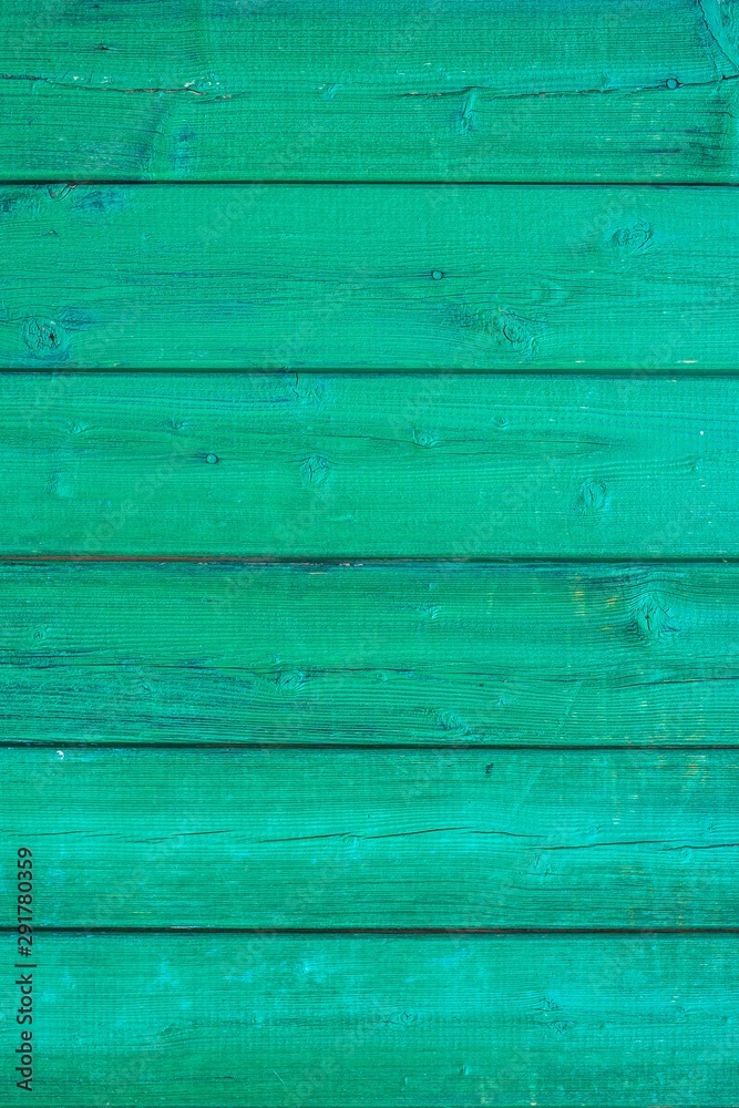 Green wooden background texture. Horizontal planks, bars