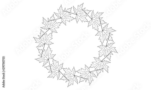 Fototapeta Naklejka Na Ścianę i Meble -  Black vector outline leaf circle template
