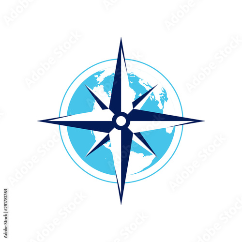 compass and earth logo vector