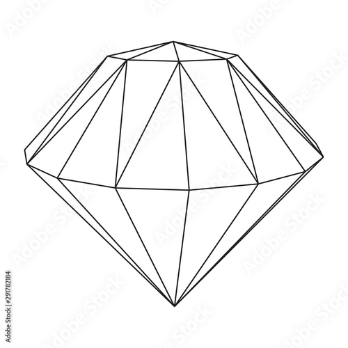 Diamond wireframe low poly mesh vector illustration.