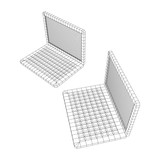Laptop Abstract Mesh Background. Design computer. Wireframe low poly mesh vector illustration