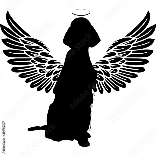 Pet Memorial, Angel Wings Irish Setter  Silhouette Vector