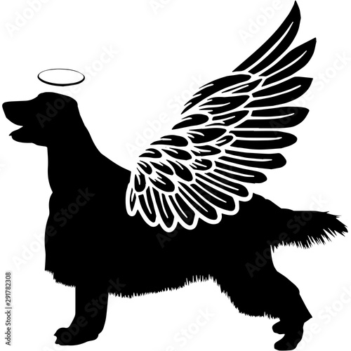 Pet Memorial, Angel Wings Irish Setter  Silhouette Vector