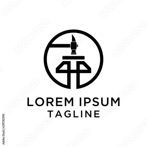 initial letter T blacksmith logo template