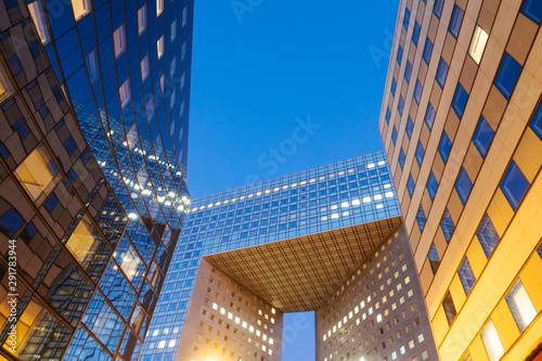 Business Towers at Dusk  View of Skyscrapers  La Defense  Paris.