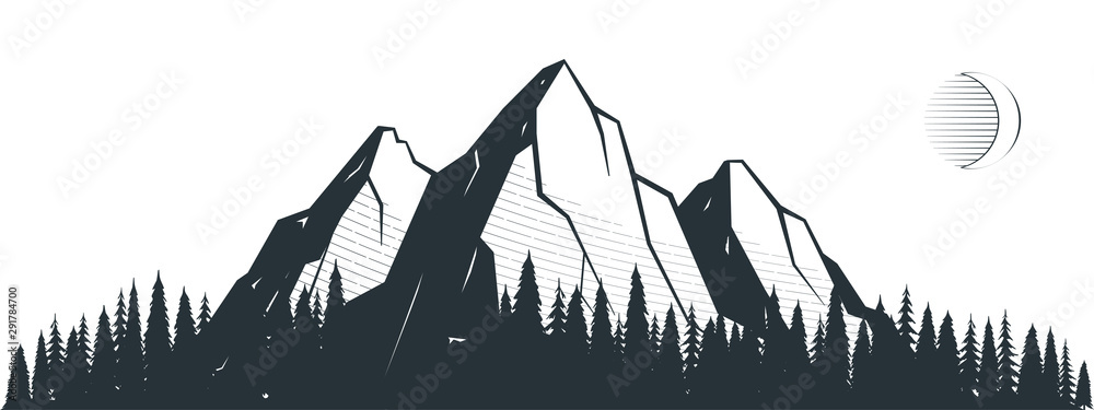 Mountain landscape illustration - obrazy, fototapety, plakaty 