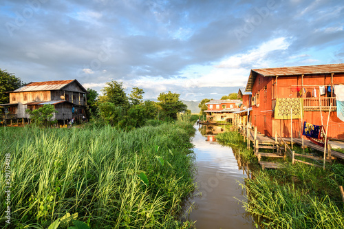 floating village at inle lake, myanmar 