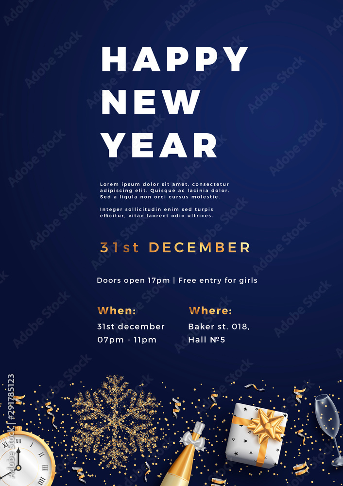 Fototapeta premium Happy new year party layout poster poster or flyer template.