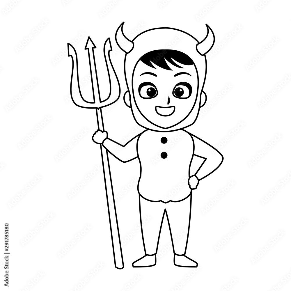 little boy with devil costume character little boy with devil costume character