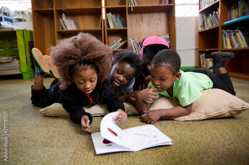 School kids reading in the classroom
