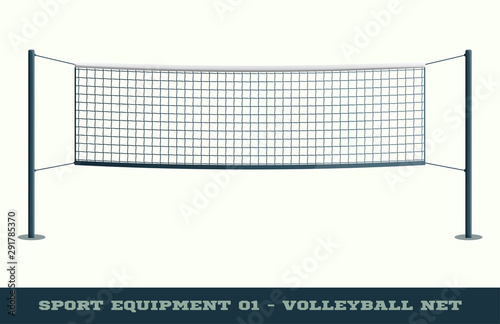 Realistic Volleyball Net for Sport Game, Activity Leisure Isolated on White Background. Vector illustration of Beach Play Element