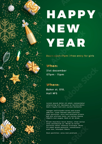 Happy new year party layout poster poster or flyer template.